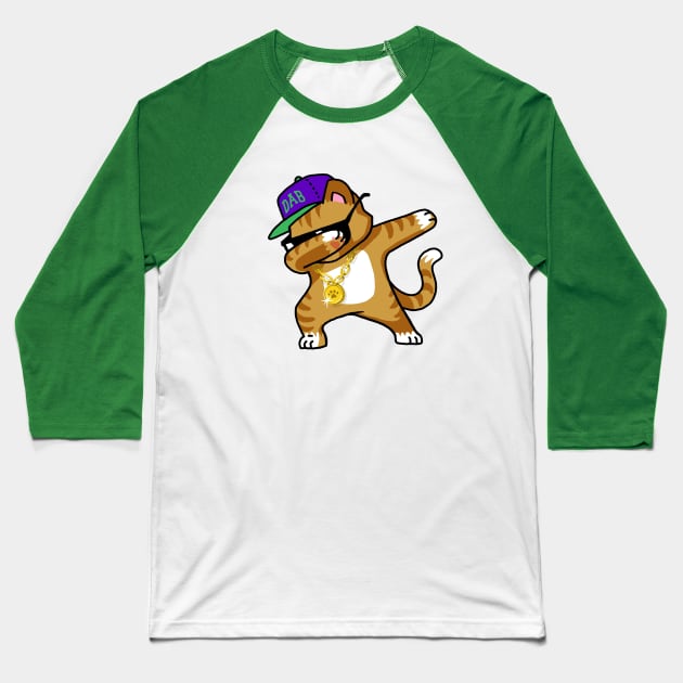 Dabbing Cat Funny Shirt Dab Hip Hop Dabbing Kitten Baseball T-Shirt by vo_maria